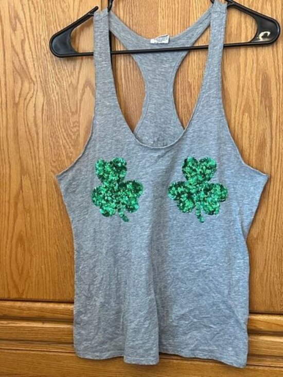 PINK Victoria's Secret Tops - Pink sequin shamrock tank